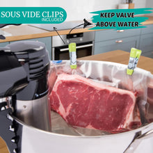 Load image into Gallery viewer, Sous Vide Bags with Pump 20pack Pint,Quart,Gallon Reusable Vacuum Food Storage Bags, Freezer Safe, Commercial Grade, Heavy Duty, BPA Free, Great for vac storage, or sous vide