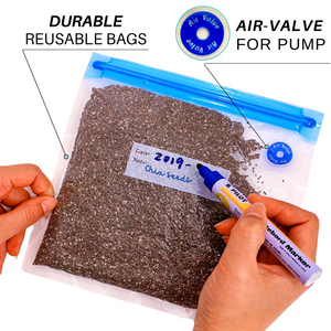 20 1-Gallon Reusable Vacuum Zipper Bags for Sous Vide & Food Storage, 2 Sealing Clips
