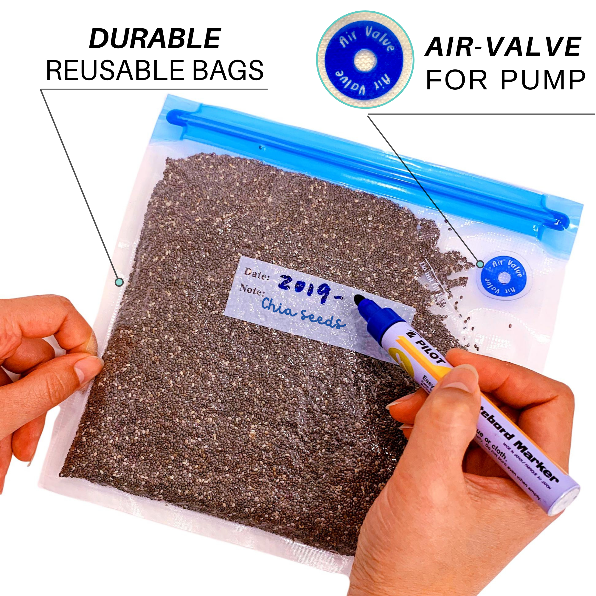 Sous Vide Bags Electric Vacuum Sealer Pump Reusable Vacuum Food Storage Bags  Kit